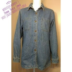 Woolrich Women's Denim Fleece Lined Shirt Jacket L